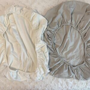 Nestig The Mini Sheet Fitted Crib Sheets 100% Organic Cotton White Grey Set of 2